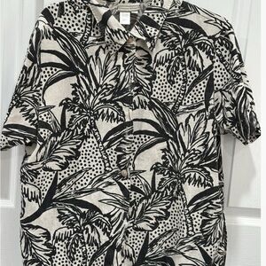 Coldwater Creek Black and White Tropical Print Womens  Shirt XL